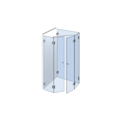 Pontere Beschlagset 1-313, für 2flg. Duschtür mit Festteil