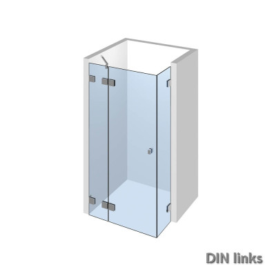 Nivello+ Eckdusche mit 180° Wandanschluss, Duschtuer 180° in der Front an wandseitigem Festteil;DIN links