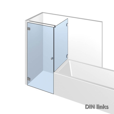 Eckdusche mit Badewannenaufsatz im flachenbuendigen Duschsystem Nivello+;DIN links