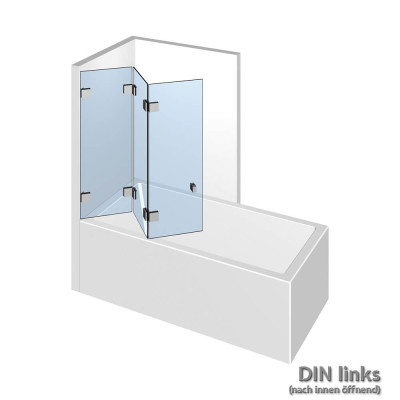 Glasdusche Nivello 11-608, 3flg. Falt-Duschtür auf der Badewanne