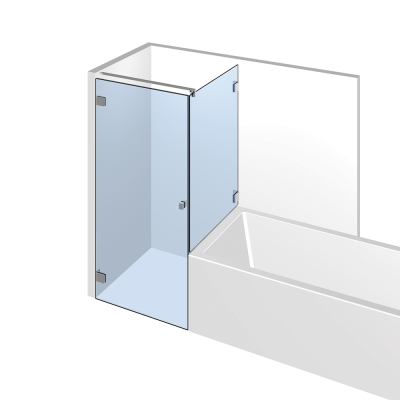 Glasdusche Flamea+ 12-615, 1flg. Duschtür mit 90° Festteil auf/an der Badewanne