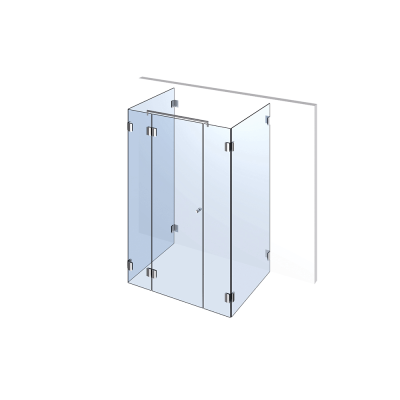 Glasdusche Papillon 2-404, 1flg. Duschtür zwischen 2 Festteilen