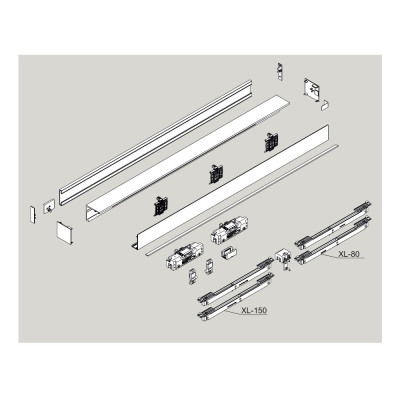 Dorma MUTO XL - 150 Schiebetürset zur Montage Glas an Glas