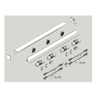 DORMA MUTO Comfort XL 150 Schiebetürset zur Wandmontage für zweiflügelige Schiebetür