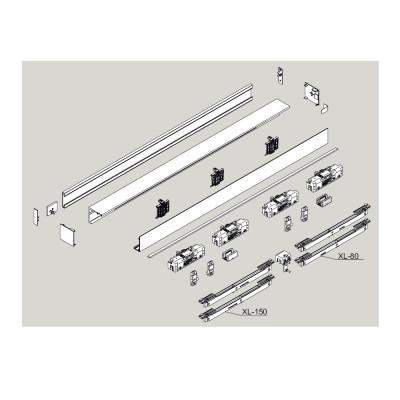 Dorma MUTO XL 80 Schiebetürset für 2flügelige Schiebetüranlage zur Montage Glas an Glas