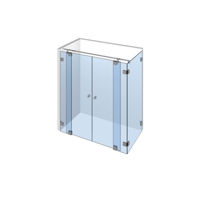 Glasdusche Fluture 6-213, 2flg. Duschtür zwischen 2 Festteilen in eine Ecke