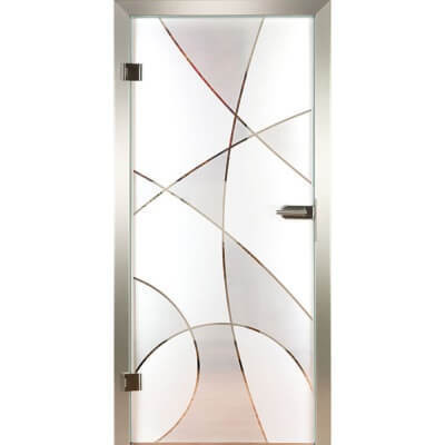 Glastür aus Klarglas mit Motiv Curves I