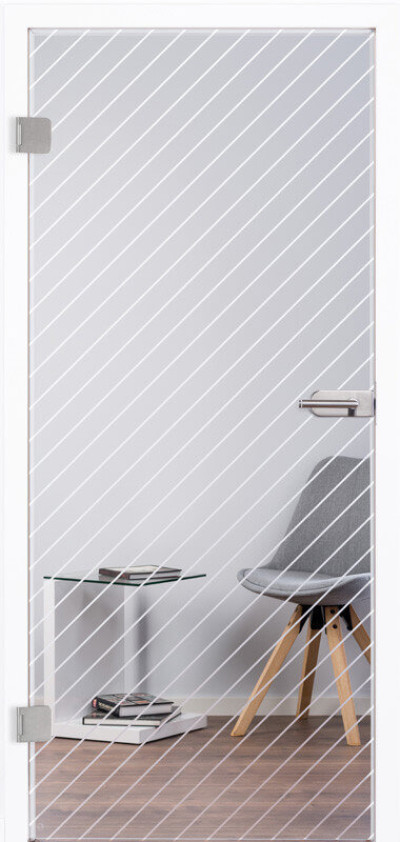 Glastür aus Klarglas mit Motiv Diagonale