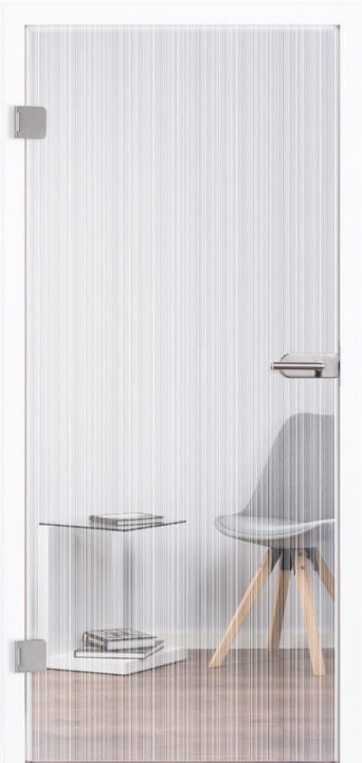 Glastür aus Klarglas mit Motiv Fine Line einseitig