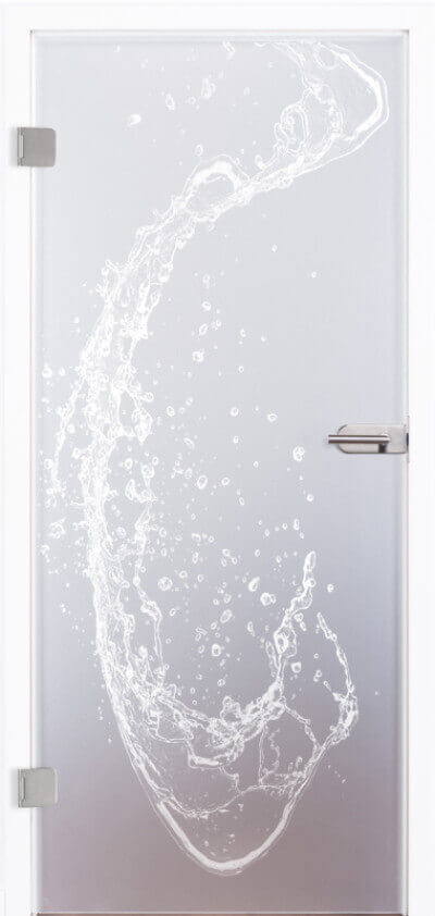 Glastür satiniert mit Motiv Splash