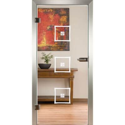 Glastür aus Klarglas mit Motiv Merano