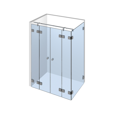 Glasdusche Flinter 8-213, 2flg. Duschtür zwischen 2 Festteilen in eine Ecke