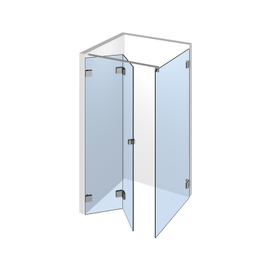 Glasdusche Flinter 8-215, 2flg. Falt-Duschtür mit 90° Festteil in eine Ecke