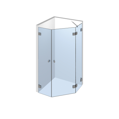 Glasdusche Flinter 8-302, 2flg. Duschtür mit 90° Festteil im Eck