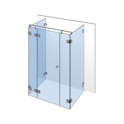 Glasdusche Flinter 8-404, 1flg. Duschtür zwischen 2 Festteilen