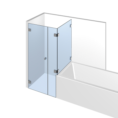 Glasdusche Flinter 8-612, 1flg. Duschtür mit Festteil auf/an der Badewanne