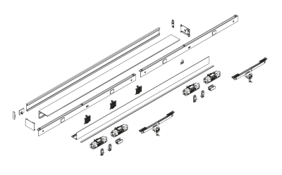 DORMA MUTO Premium Self-Closing 120 Schiebetürbeschlag-Set für 2flügelig zur Montage Glas an Glas, für max.1.500 mm Flügelbreite