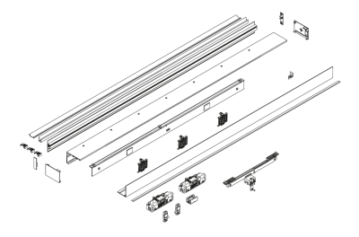 DORMA MUTO Premium Self-Closing 120 Schiebetübeschlag-Set mit Festteil an Decke, bis zu 1.500 mm Flügelbreite