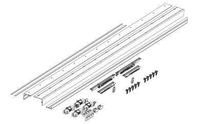 MUTO Comfort L 80 Pocket Schiebetuerbeschlag-Set für eine Wandtasch, fuer 2fluegelige Schiebetuer mit Push-to-open Funktion, zur eingelassenen Montage in einem Deckenschlitz