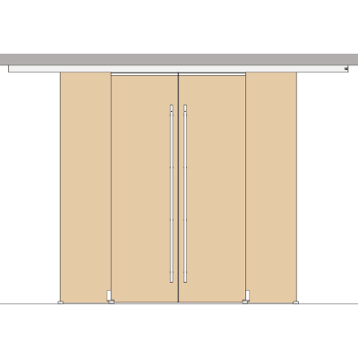 Holzschiebetuerbeschlag MUTO Telescopic - Deckenmontage, 4flg, mitfahrende Bodenfuehrung