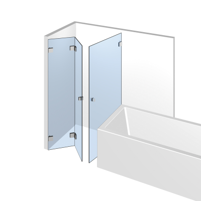 Glasdusche Nivello 11-609, 2flg. Falt-Duschtür und seitlicher Tür neben der Badewanne