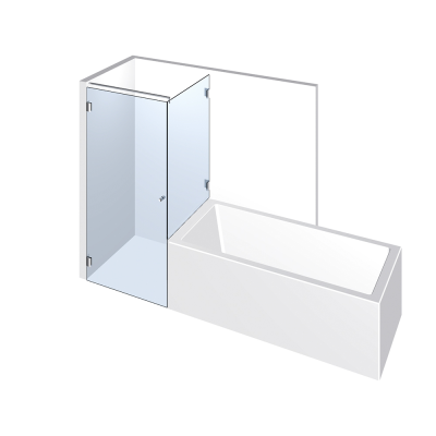 Glasdusche Nivello 11-615, 1flg. Duschtür mit 90° Festteil auf/an der Badewanne