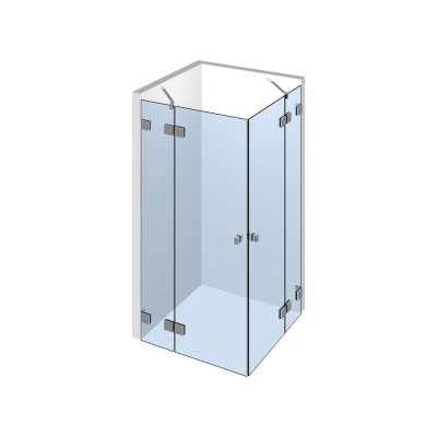 Glasdusche Nivello 11-209, 2flg. Duschtür an Festteilen 90° in eine Ecke