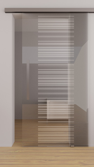 Glasschiebetuer zur Wandmontage Half Lines - Streifendekor mit Active Line