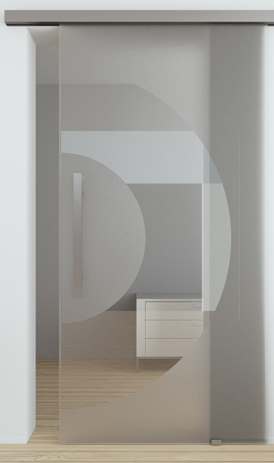 Glasschiebetuer Semicircle zur Wandmontage mit Active Line