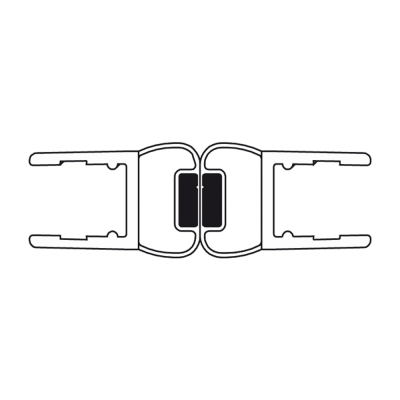 Magnetdichtung 180° für Duschpendeltüren, Glas an Glas, in verschiedenen Längen