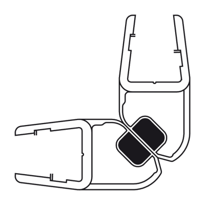 Magnetdichtung 90° für Anschlagduschtüren, Glas an Glas, in verschiedenen Längen