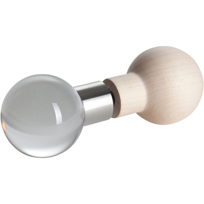 Griffpaar aus Holz / Klarglas in Kugelform, Drm. 50 mm