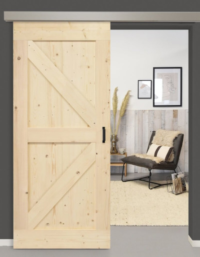 BASIC - Set Holzschiebetür mit Grifftechnik, Schiebetürbeschlag geschlossen, zur Wandmontage