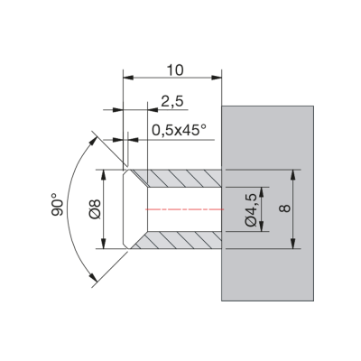 Halteleiste für Duschdichtungen für 6/8 mm Glas, 2.500 mm, zur Wandmontage