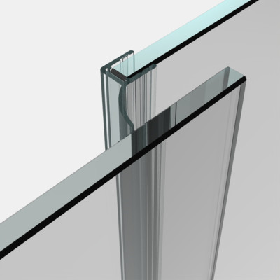 Lippendichtung Glas an Glas 180 Grad ueberlappend