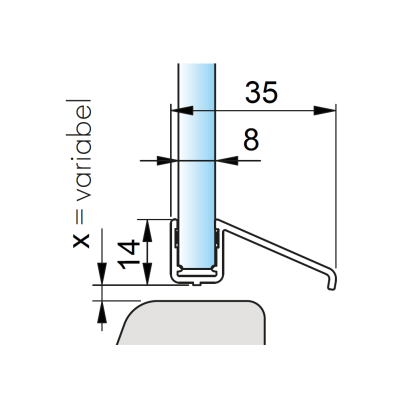 Wasserabweisprofil für unteren Wannenanschluss bei Dusch-Schiebetüren