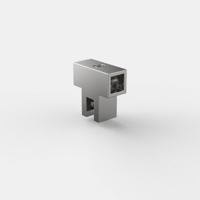 T-Stück senkrecht beidseitig, Glasanschluss, für Stabistange 15 x 15 mm