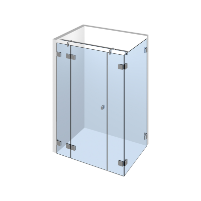 Glasdusche Flamea 7-204, 1flg. Duschtür zwischen 2 Festteilen in eine Ecke