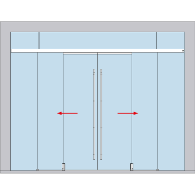 Schiebetuerbeschlag MUTO Telescopic - Glas an Glas, 4flg, mitfahrende Bodenfuehrung