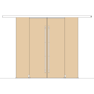 Holzschiebetuerbeschlag MUTO Telescopic - Wandmontage, 4flg, mitfahrende Bodenfuehrung