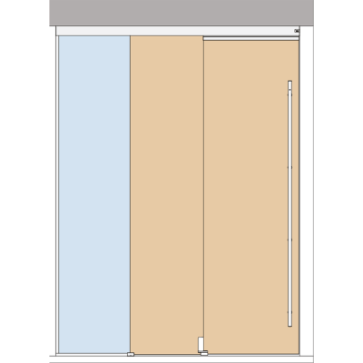 Holzschiebetuerbeschlag MUTO Telescopic - SET 29 mit Festteil, Deckenmontage, DIN rechts, mitfahrende Bodenfuehrung