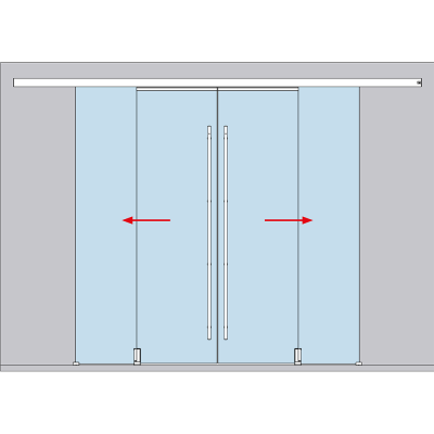 Schiebetuerbeschlag MUTO Telescopic - Wandmontage, 4flg, mitfahrende Bodenfuehrung