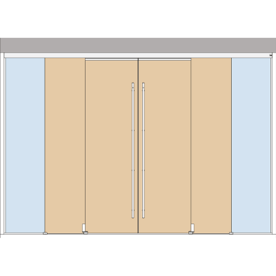 Holzschiebetuerbeschlag MUTO Telescopic - SET 33 mit Festteil, Deckenmontage, 4flg, mitfahrende Bodenfuehrung