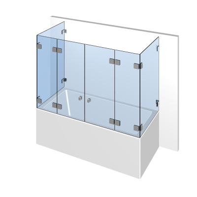 Badewannenaufsatzverglasung komplett fuer eine Badewanne im System Nivello+ flachenbuendig