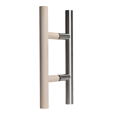 Türgriff aus Holz und Edelstahl Drm. 30 mm - Griffbereich rund ab Länge 350 mm