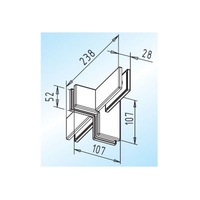 WSS Winkelverbinder PT 65.2 mit beidseitiger Aussteifung, ohne Anschlag, Innenansicht