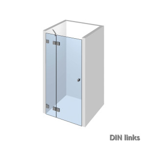 Nischendusche Nivello+ einfluegelig an Festteil; innen glatte Glasflaeche; DIN links