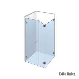 Nivello+ Eckdusche zum Einbau in eine Dachschraege als Komplettdusche mit flaechenbuendigen Duschbeschlaegen;DIN links