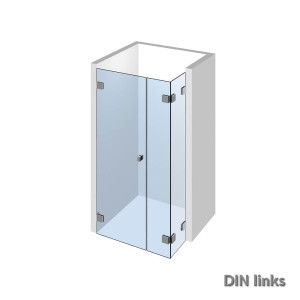 Eckdusche komplettes Glas mit Nivello+ Duschbeschlaegen als Eckdusche mit 180° Wandanschluss;DIN links