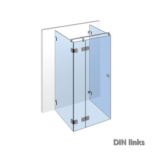 U-Dusche mit Nivello+ Duschbeschlaegen fuer innenseitig flaechenbuendige Befestigung im Glas;DIN links